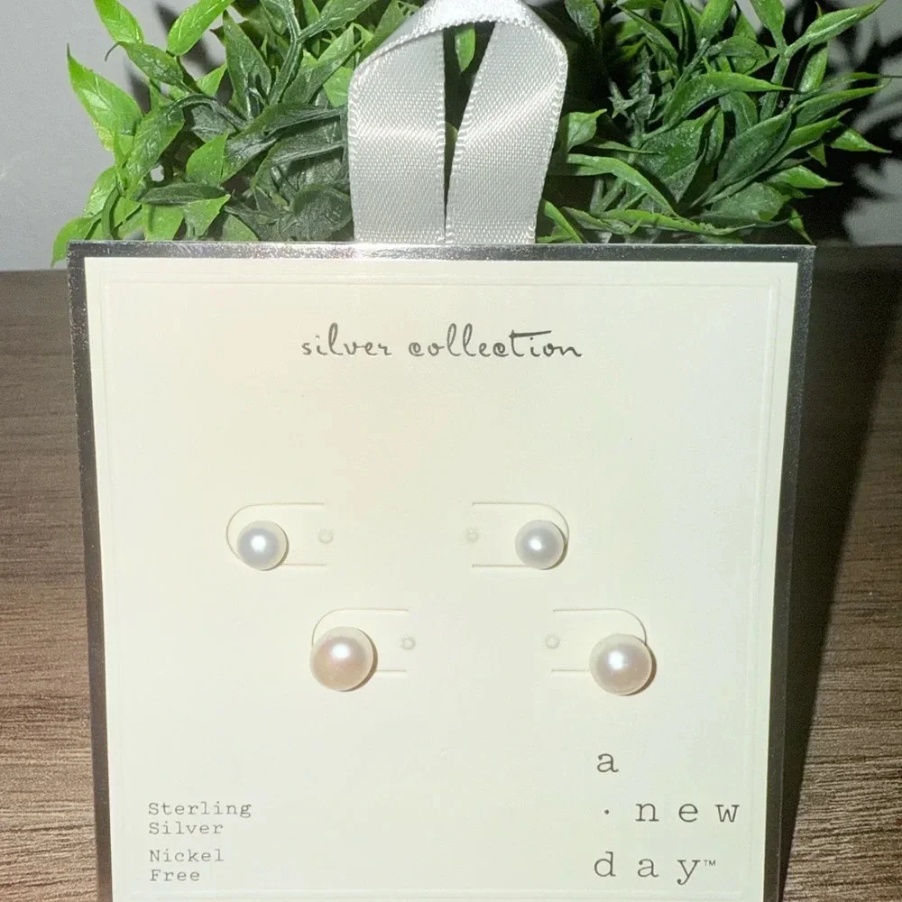 A New Day Sterling Silver Pearl Earrings